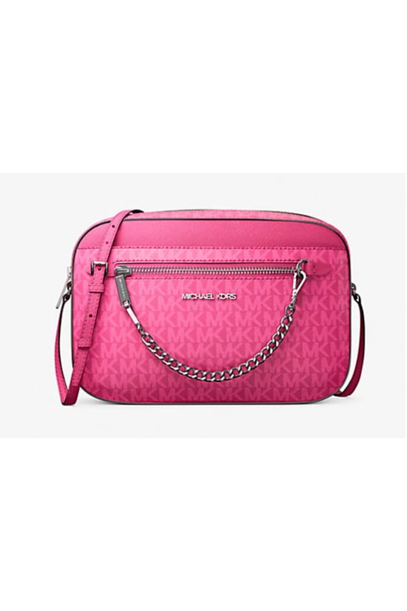 Women's Jet Set Large Signature Logo Top Zip Crossbody Bag (Dragonfruit)