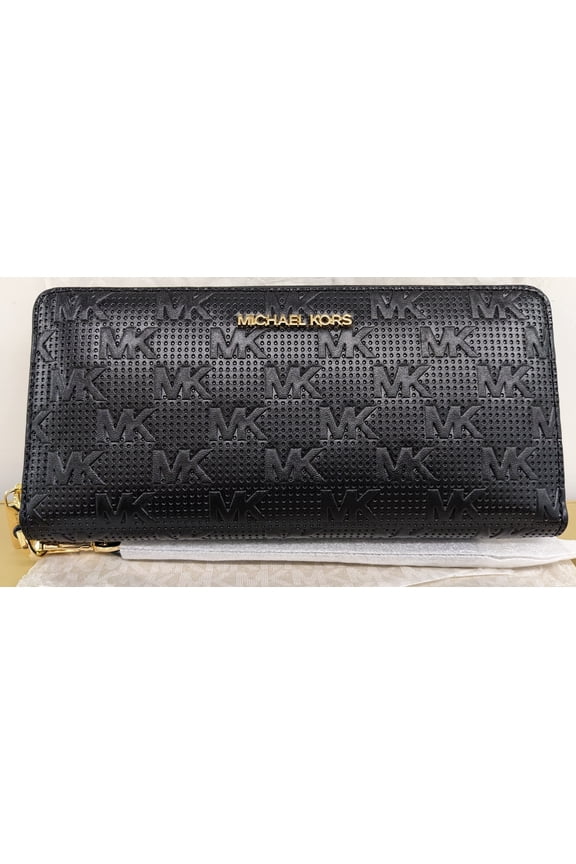 Jet Set Logo Travel Continental Wallet, Black