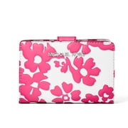 Michael Kors Jet Set Medium Bifold Zip Coin Wallet Floral Print Dragonfruit