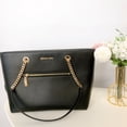 thumbnail image 1 of Michael Kors Jet Set Medium Black Leather Front Zip Chain Tote Purse Bag, 1 of 5