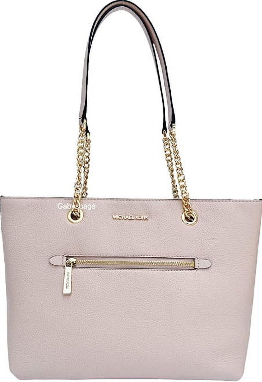 Michael Kors Jet Set Medium Mulberry Leather Front Zip Chain Tote Bag