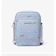 Michael Kors Womens Jet Set Medium Printed Signature Logo Crossbody Bag Light Sky