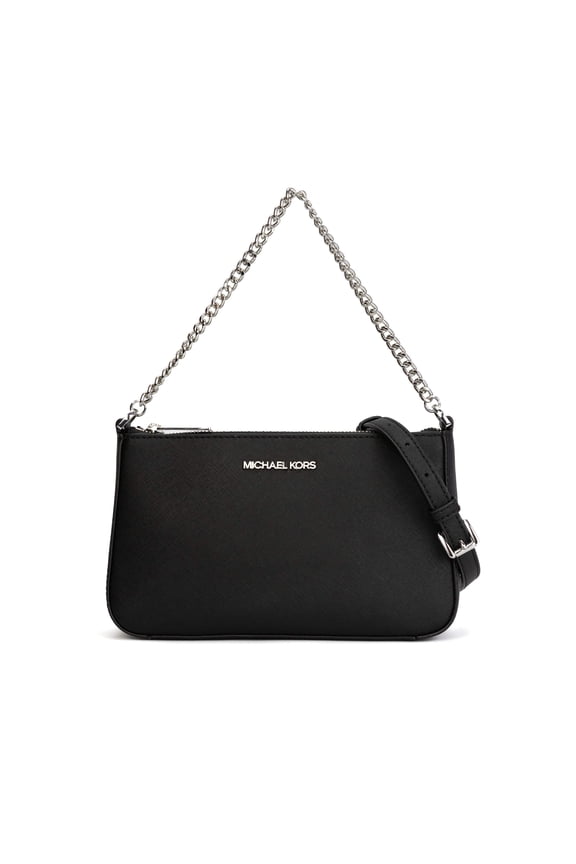Jet Set Medium Saffiano Leather Pouchette Crossbody Bag Black