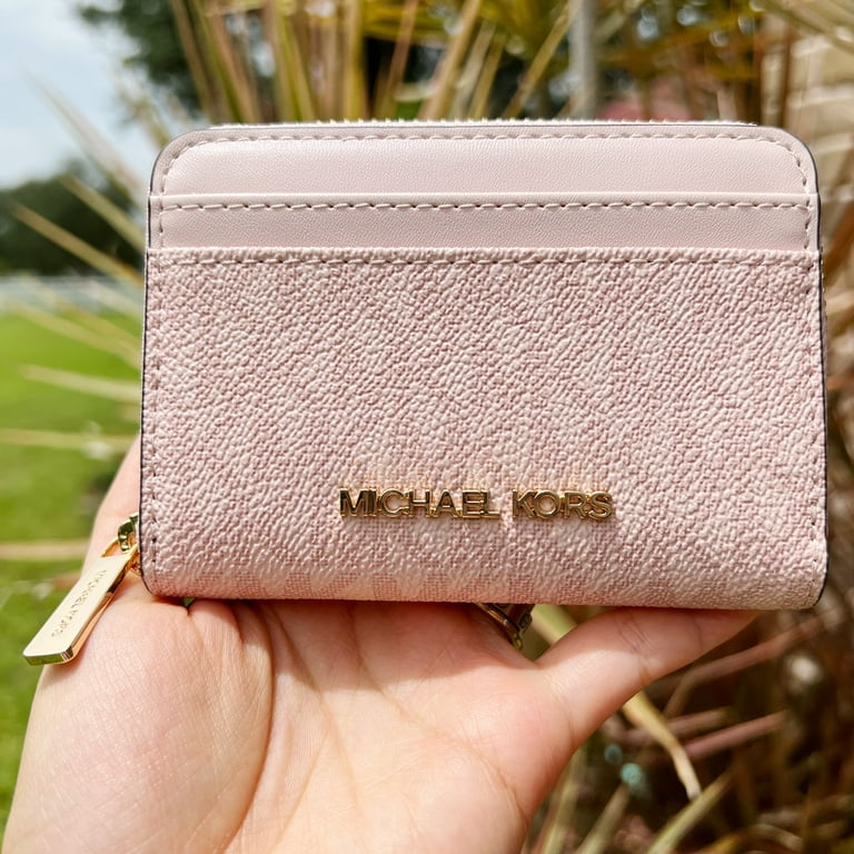 Michael Kors Jet Set Medium Zip Around Card Case Dark Powder Blush