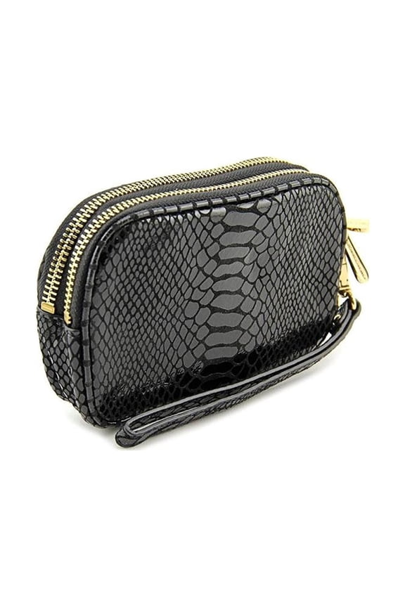 Jet Set Multifunction Wristlet Black Leather