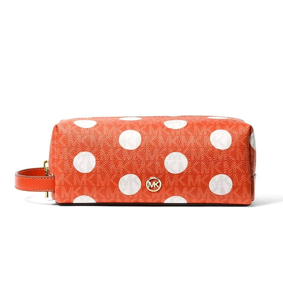 Michael Kors Jet Set Polka Dot Signature Logo Travel Kit Cosmetic Case (Red Clay)