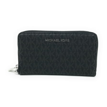 Michael Kors Jet Set Removable Wristlet Women's Continental Wallet, Black Signature