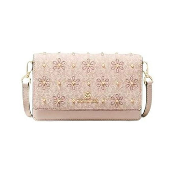 Michael Kors Jet Set Small Logo Smartphone Convertible Crossbody Bag (Ballet Mul
