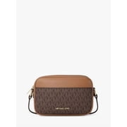 Women's Jet Set Small Signature Logo Camera Crossbody Bag (Brown)