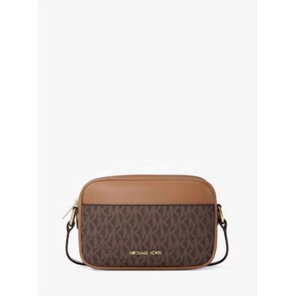 Michael Kors Women's Jet Set Small Signature Logo Camera Crossbody Bag (Brown)