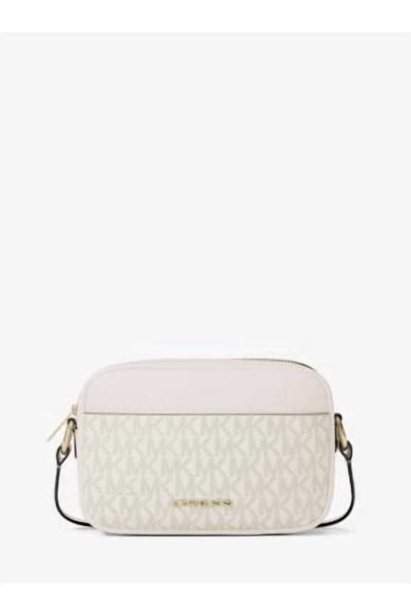 Jet Set Travel Small Signature Logo Camera Crossbody Bag Cream