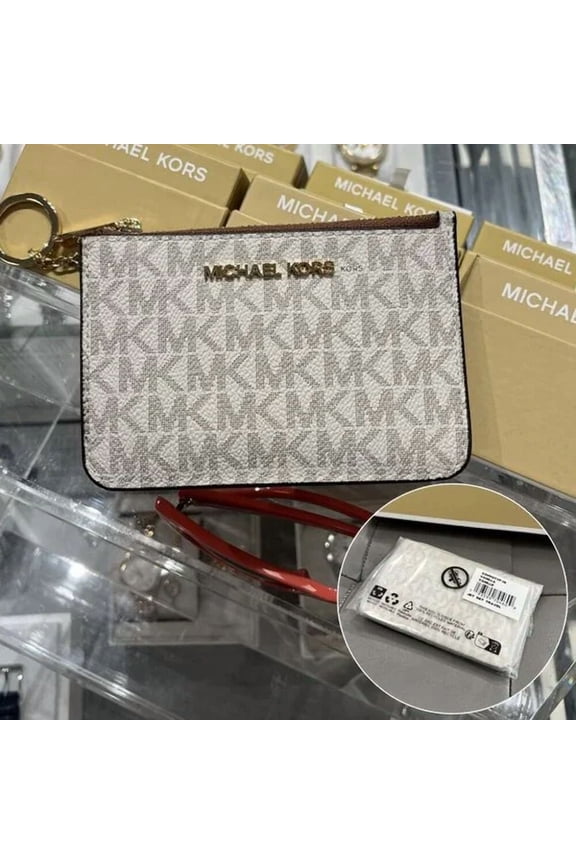 Jet Set Small Top Zip Coin Case ID Vanilla MK