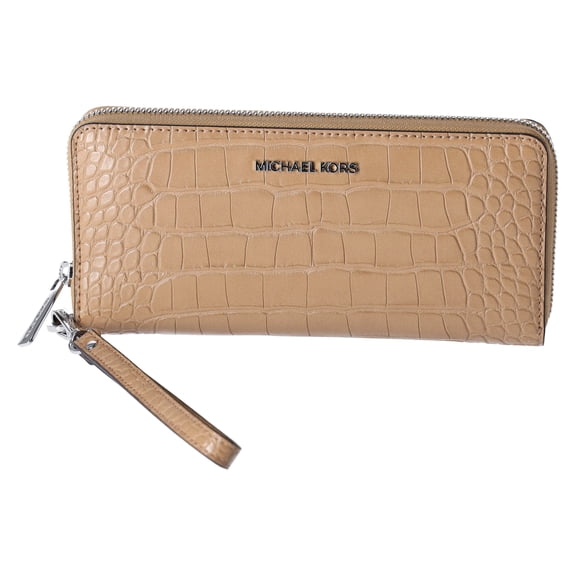 Michael Kors Jet Set Travel Camel Embossed Leather Wristlet Unisex