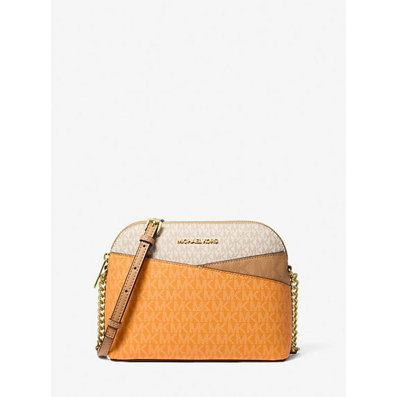 Michael Kors Jet Set Travel Medium Dome Crossbody Signature MK Bag Pop Orange