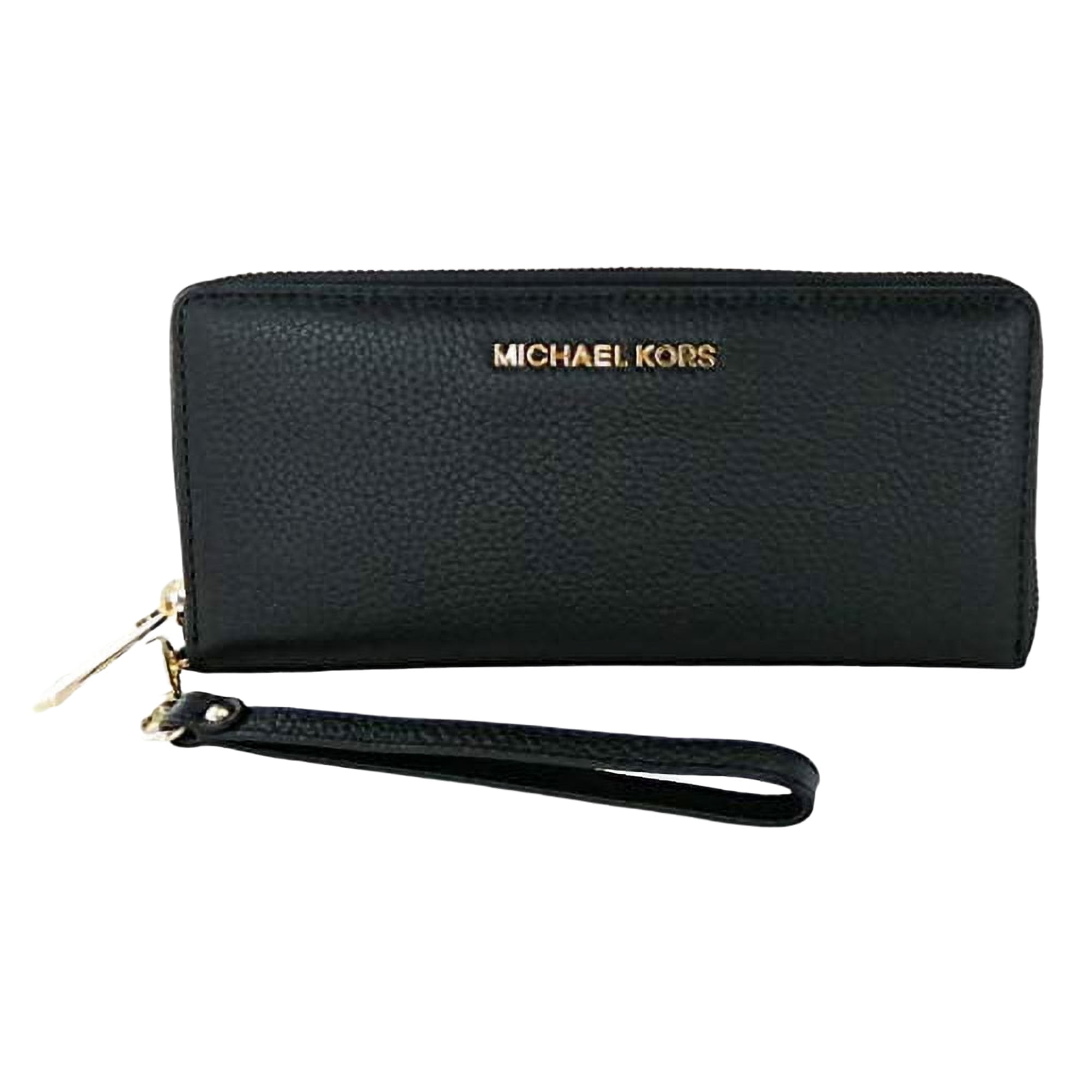 Michael Kors Large Leather Wallet Jet Set Travel Continental Wristlet Black Walmart