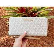 MICHAEL ANTONIO Michael Kors Jet Set Travel Continental Wallet Long Vanilla Signature Mk
