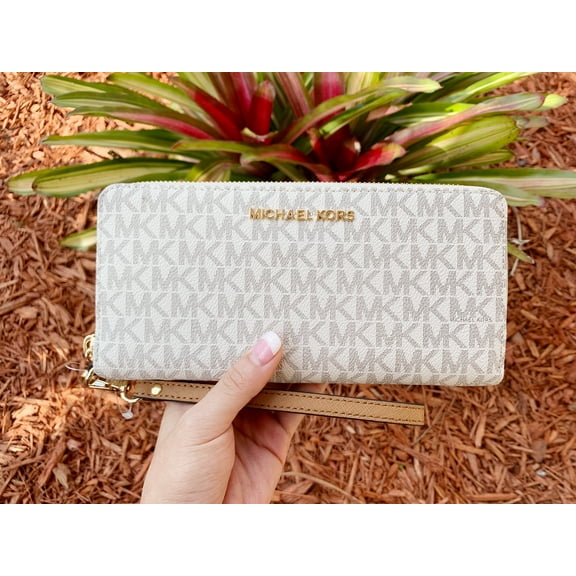 Michael Kors Jet Set Travel Continental Wallet Long Vanilla Signature Mk