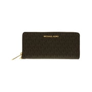 Michael Kors Jet Set Travel Continental Wallet Long Wristlet Brown Signature MK