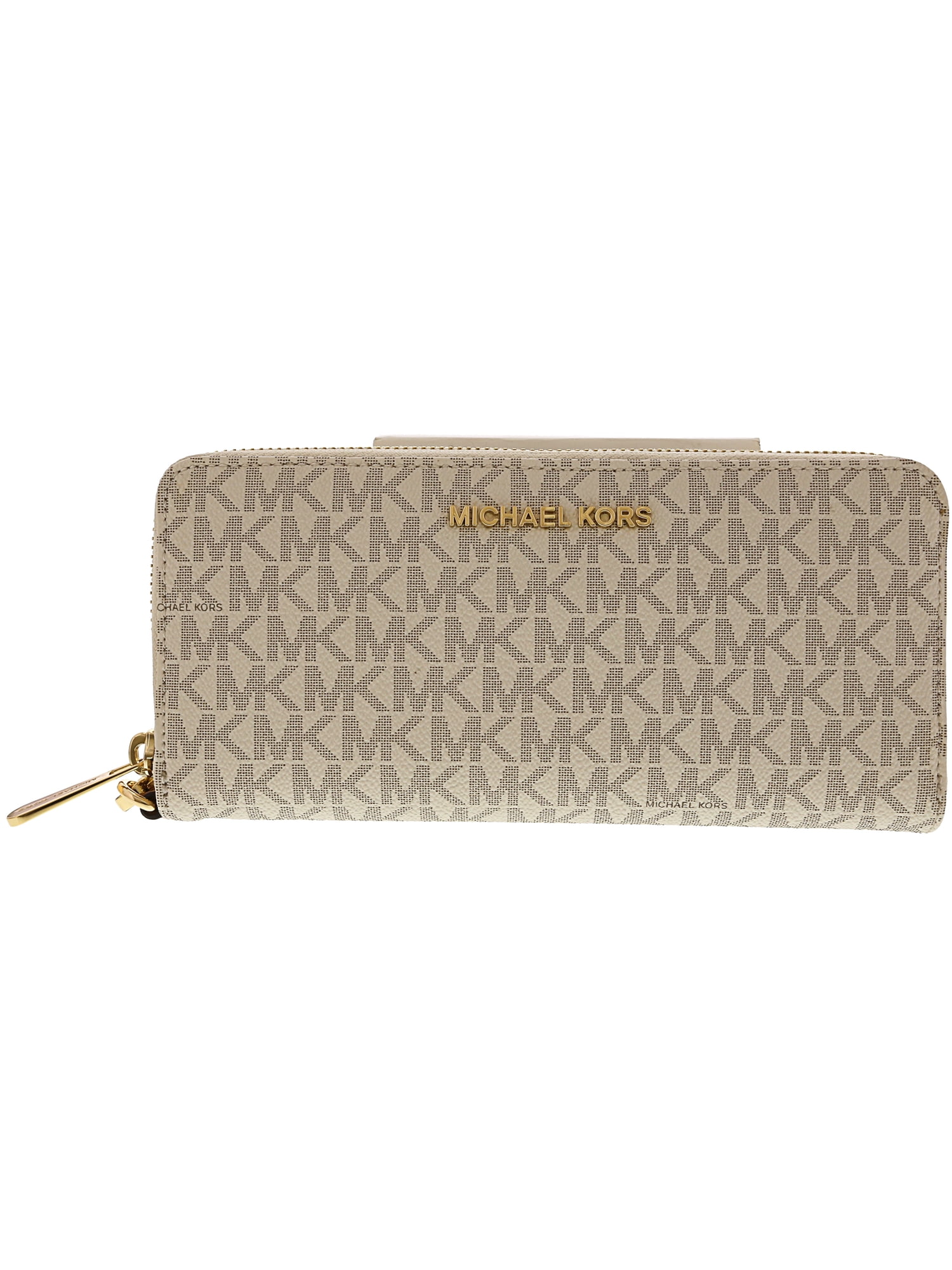 Michael Kors Vanilla Studded Signature Jet Set Travel Large Canvas Wallet, Best Price and Reviews