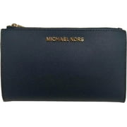 Michael Kors Jet Set Travel Double Zip Saffiano Leather Wristlet (Navy)