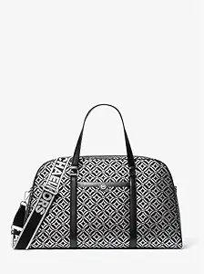 MICHAEL KORS Jet Set Travel Extra-Large Metallic Logo Jacquard Weekender Bag
