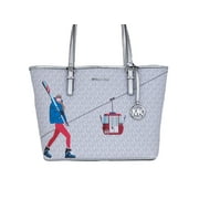 Michael Kors Michael Kors Jet Set Travel Girls Medium Signature Carryall Tote White Womens MK