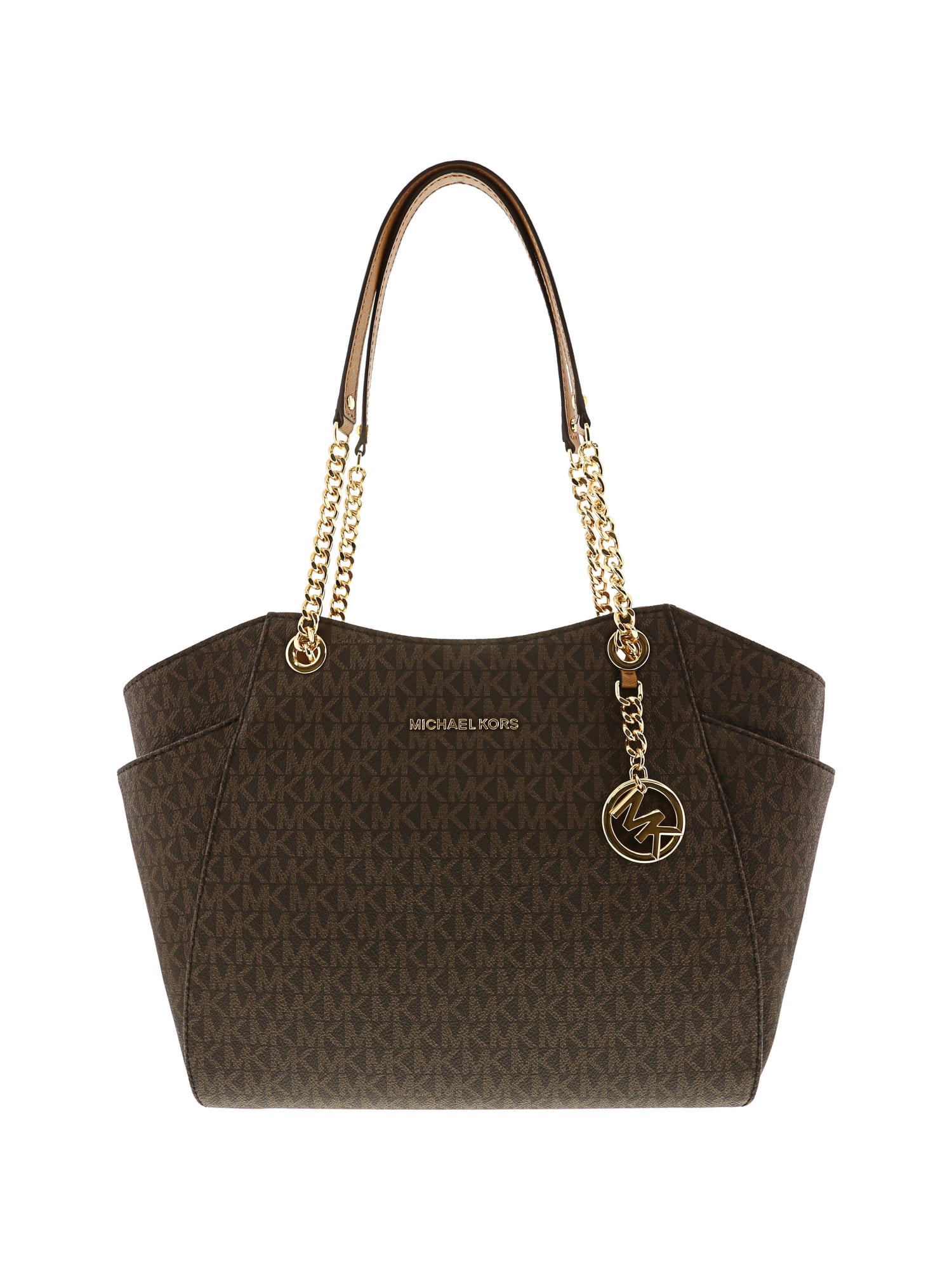 Michael kors jet set travel large front snap pocket tote bag vanilla mk  acorn