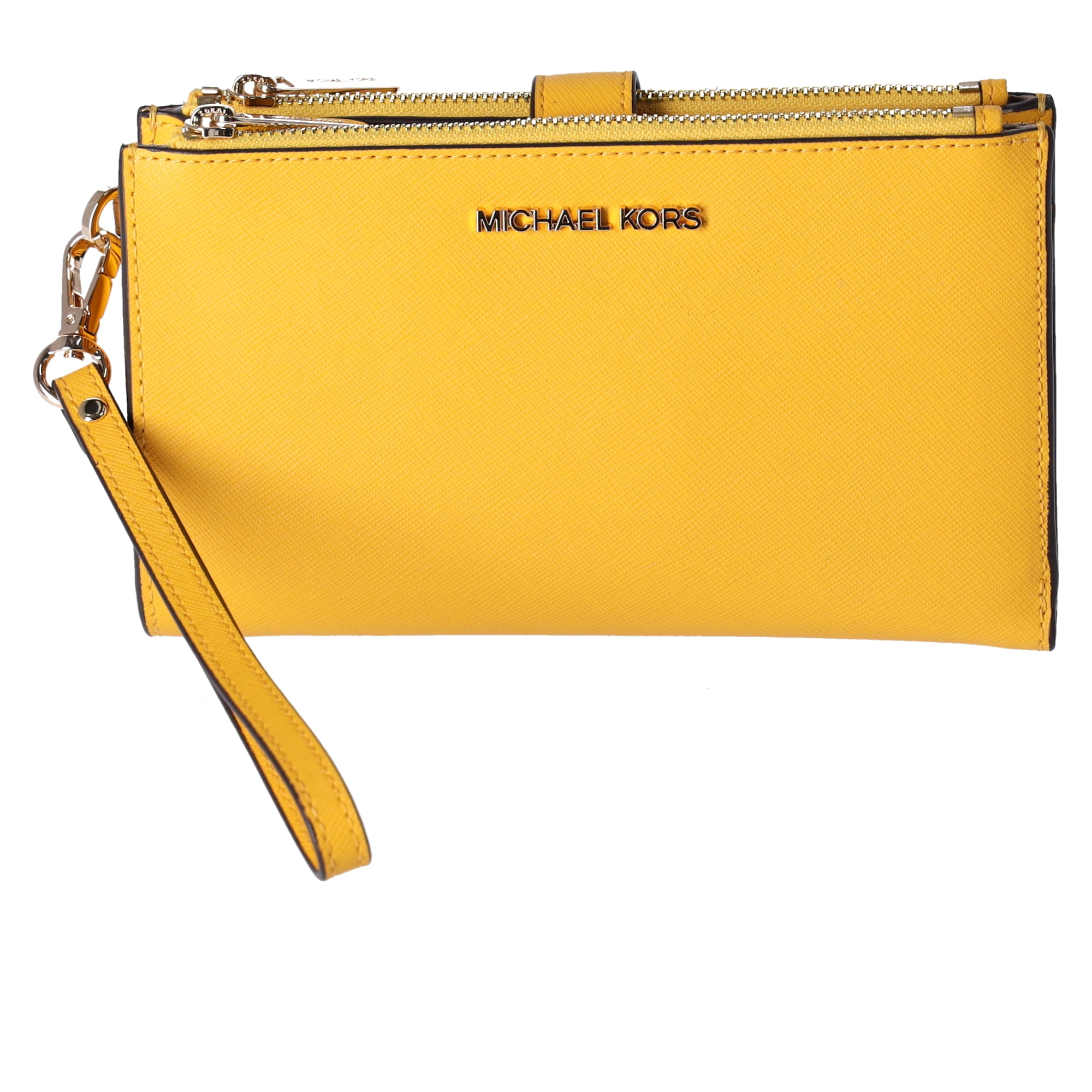 Michael Kors Jet Set Double Zip Wristlet Leather Phone Wallet Luggage Brown  – Gaby's Bags