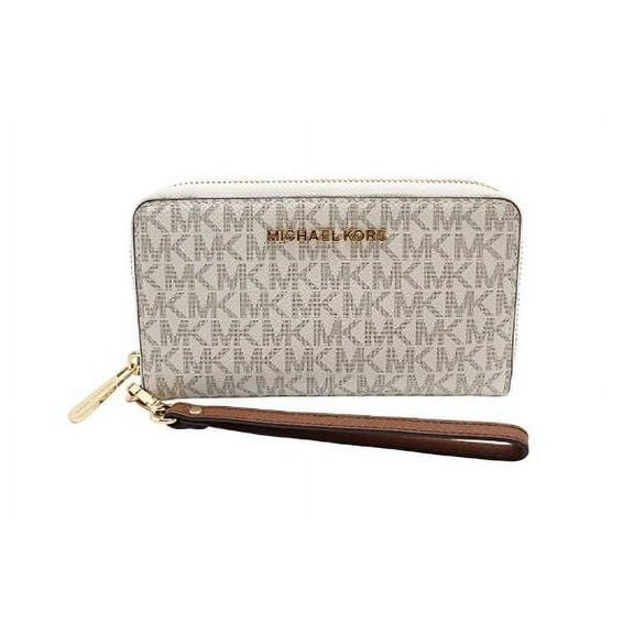 Michael Kors Jet Set Travel Large Flat Multifunction Phone Case Wristlet (Vanill