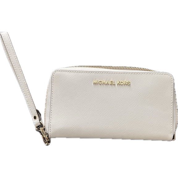 Michael Kors Jet Set Travel Large Flat Phone Case Wallet Wristlet Optic White