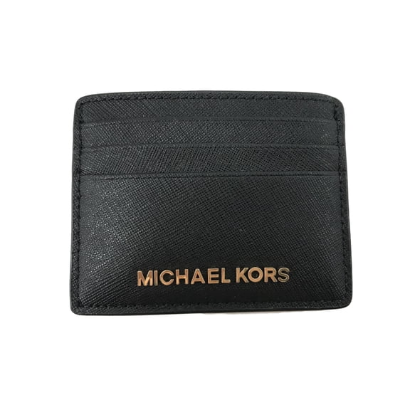Michael Kors Jet Set Travel Large Id Card Holder Saffiano Leather Black/Gold