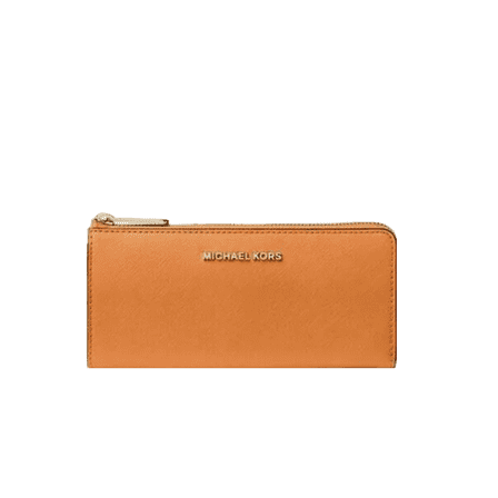 Michael Kors Jet Set Travel Large Leather Quarter-Zip Wallet Cider
