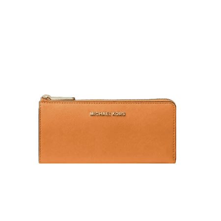 Michael Kors Jet Set Travel Large Leather Quarter-Zip Wallet Cider