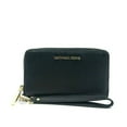 thumbnail image 1 of Michael Kors Jet Set Travel Large Phone Wristlet Wallet Pebbled Leather Black, 1 of 3