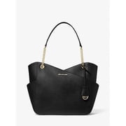 Michael Kors Jet Set Travel Large Top Zip Chain Tote Black Saffiano Leather