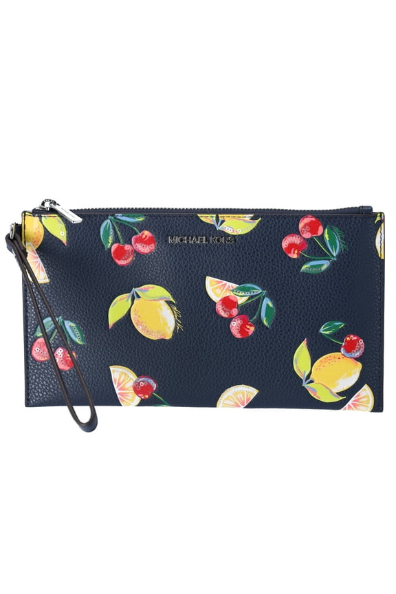 Women's Jet Set Travel Large Sequined Fruit Print Wristlet Navy 35T4STVW3L-Navy