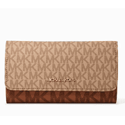 Michael Kors Jet Set Travel Large Trifold Leather/PVC Wallet Camel Multi