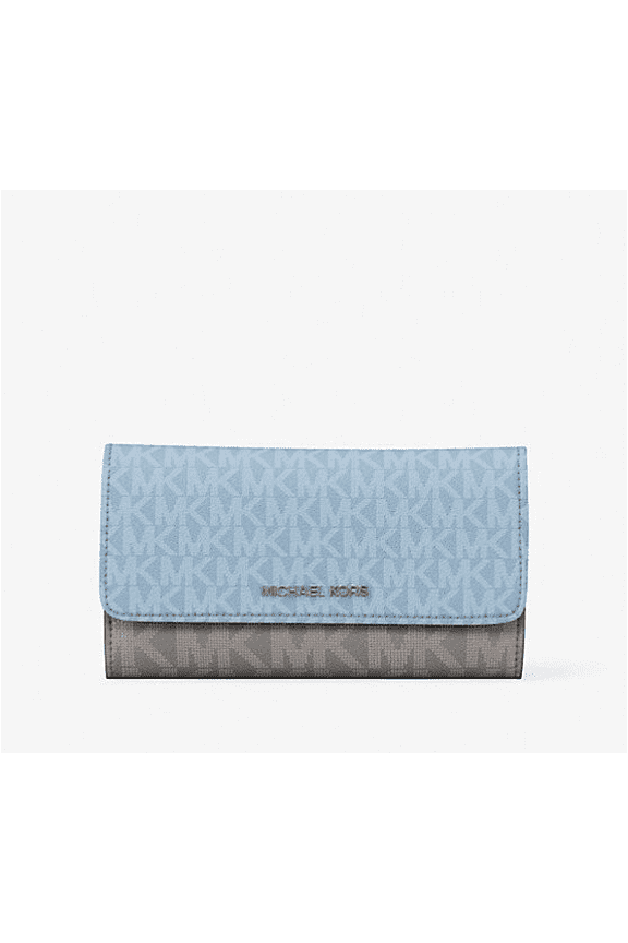 Jet Set Travel Large Trifold Leather/PVC Wallet (Light Sky Multi)