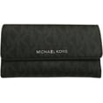 thumbnail image 1 of Michael Kors Jet Set Travel Large Trifold Signature Pvc Wallet, Black, 1 of 6