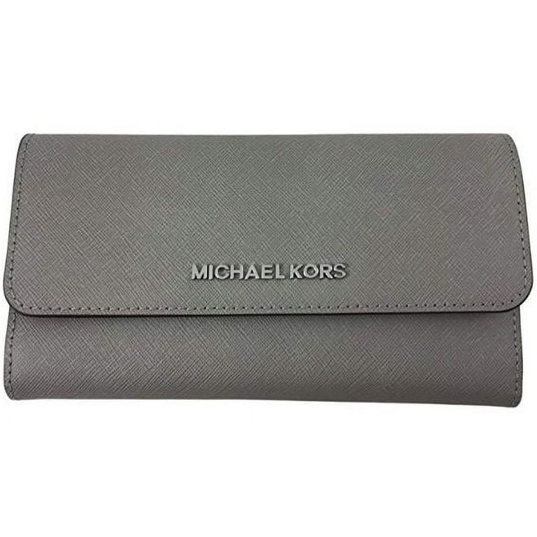 Michael Kors Jet Set Travel Large Trifold Wallet Pearl Gray Saffiano Walmart