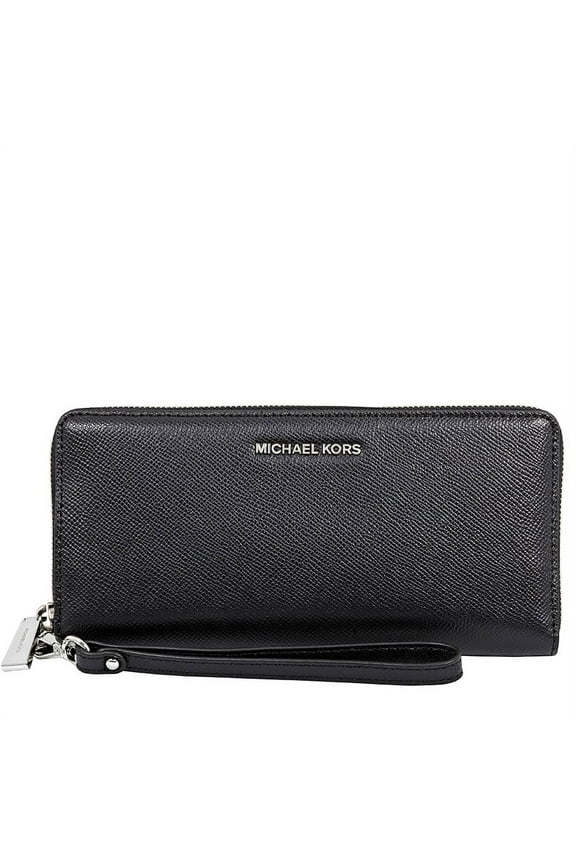 Jet Set Travel Leather Continental Wallet- Black