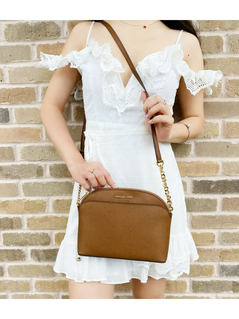 Michael Kors Leather Medium Dome Crossbody Handbag, Jet Set Emmy