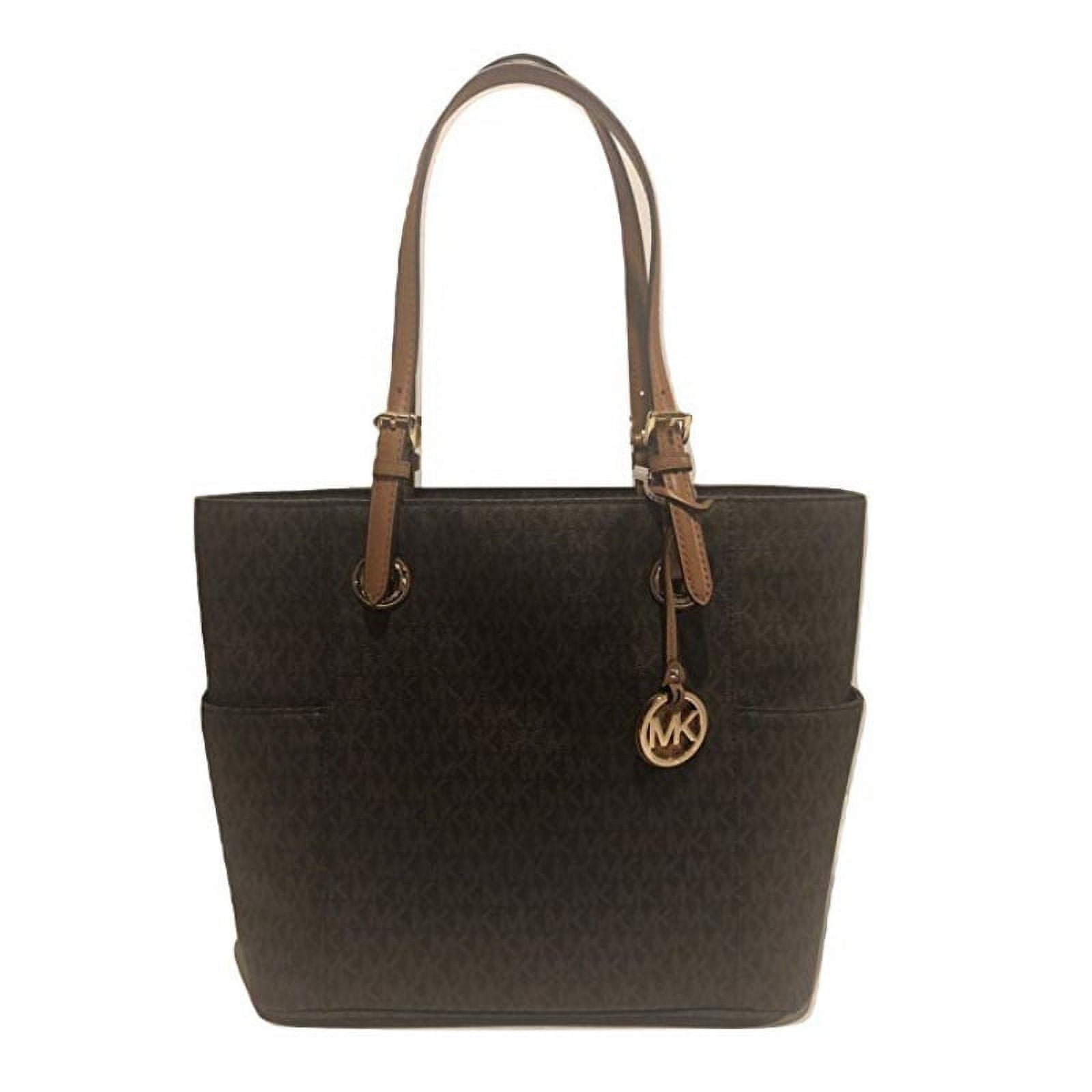 Michael Kors Jet Set Travel Medium East West Signature Monogram Tote Brown