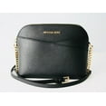 thumbnail image 1 of Michael Kors Jet Set Travel Medium Leather X Cross Dome Crossbody Handbag (Black Solid/Gold), 1 of 6