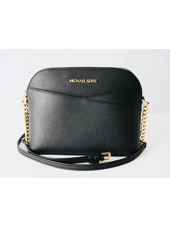 Jet Set Travel Medium Leather X Cross Dome Crossbody Handbag (Black Solid/Gold)