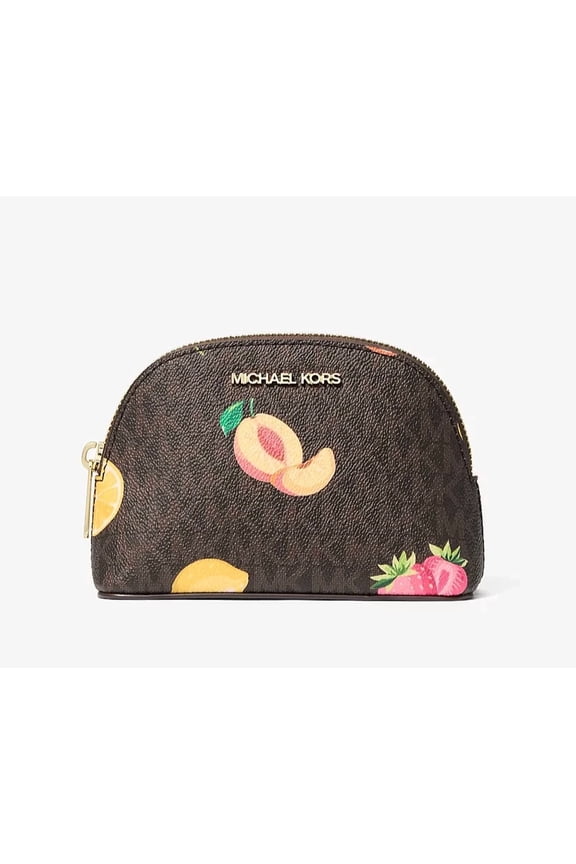 Women's Jet Set Travel Small Pouch Cosmetic Case Makeup Bag (Brown Multi)