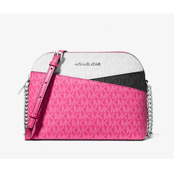 Michael Kors Jet Set Travel Medium Signature Logo Color Block Dome Crossbody Bag- Dragonfruit Multi