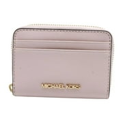 Michael Kors Jet Set Travel Medium Zip Around Card Case Credit Card Wallet (Powder Blush/Gold Tone)