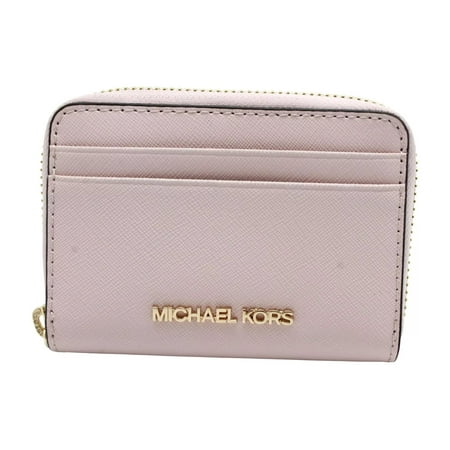 Michael Kors Jet Set Travel Medium Zip Around Card Case Credit Card Wallet (Powder Blush/Gold Tone)