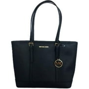 Michael Kors Jet Set Travel Saffiano Leather Small Top zip Shoulder Tote - Black